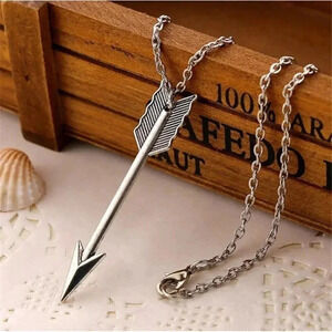Silver Arrow Legolas Hunger Games Archery Bow Hunting Symbol Pendant Chain Necka